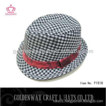 custom cheap gril fedora hats child hats dobby 2013 new design gird pattern